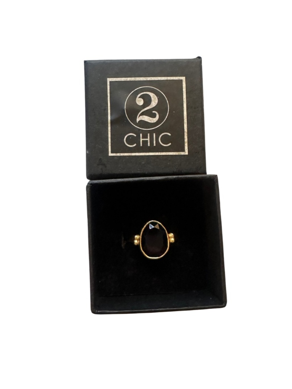 NEW 2Chic Two's Company Deep Purple Oval Gemstone Ring - Women's 7